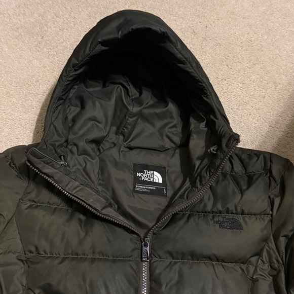 The North Face Metropolis 550 Down Puffer Parka Hooded Dark Olive Green Sz Large - Picture 4 of 12
